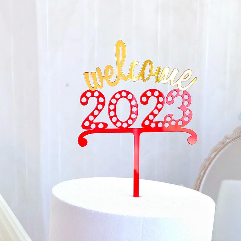 10 STUKS Gelukkig Nieuwjaar Taarttopper Acryl Cupcaketopper Kerst Dessert Insteek Voedselprikkers voor Nieuwjaar Afstudeerfeest Benodigdheden Bedankjes