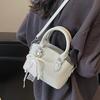 This Year's New Fashionable Lychee Pattern Simple Temperament Handbag Women's Foreign Style Versatile Commuter Style Solid Color PU Messenger Bag