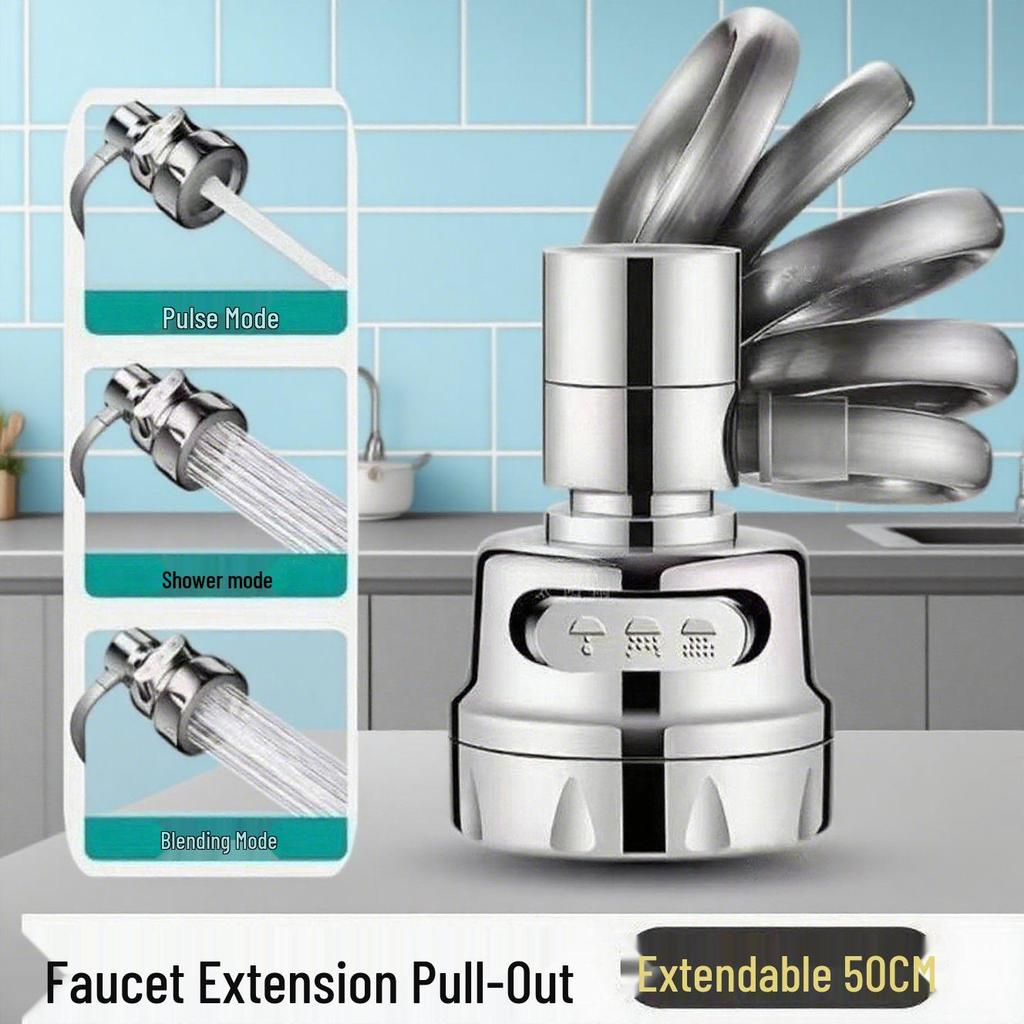 Universal Anti-Splash Kitchen Faucet Extension - Pull-Out Aerator for Vegetable Washing and Cleaning