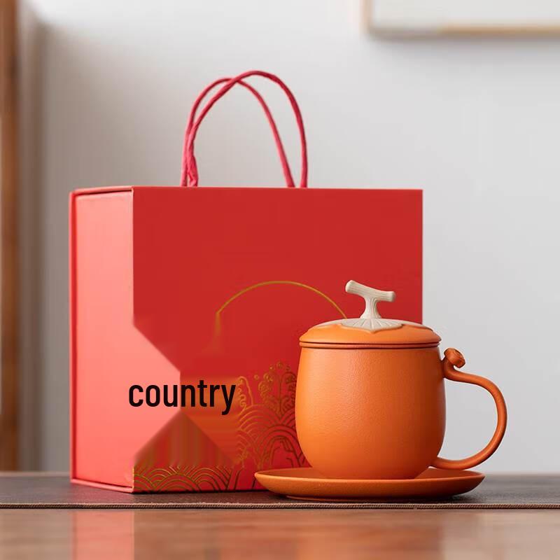 Jun Seventeen AQ Persimmon Ruyi Ceramic Tea Mug