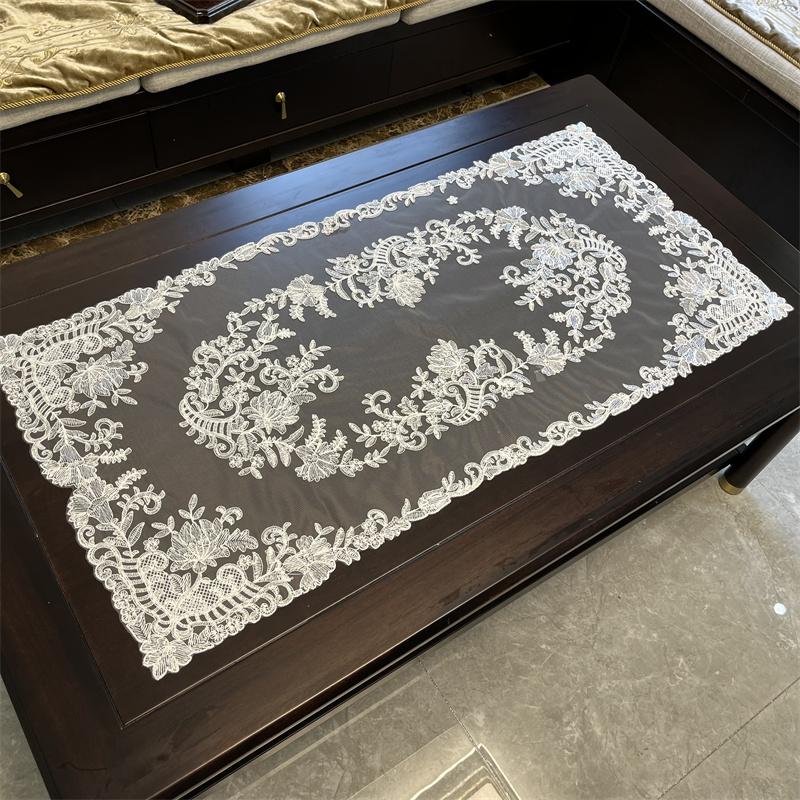 European rectangular embroidered tablecloth coffee table coffee bar corridor wall cabinet cover living room office decoration for Home