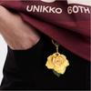 3D Rose Rose Flower Bag Keychain PU Leather Entrance Guard Card Holder Bag Hanging Ornament  Travel