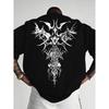 Dunkles Gothic Kreuz Grafik T-Shirt für Herren, Baumwolle Kurzarm T-Shirt, Normale Passform für den Alltag und S