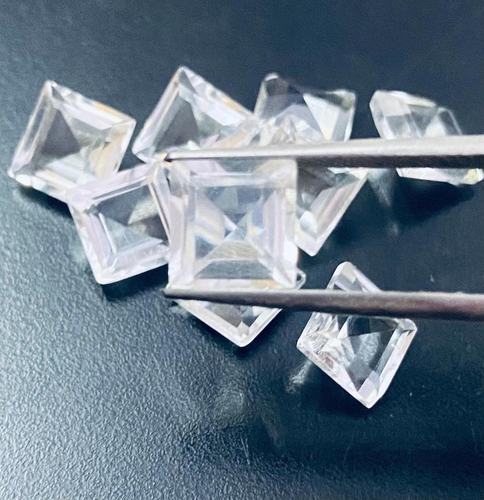 Natural Clear Quartz Square Cut Gemstone | Faceted Clear Quartz Loose Gemstone | Transparent Square Quartz for Jewelry Making