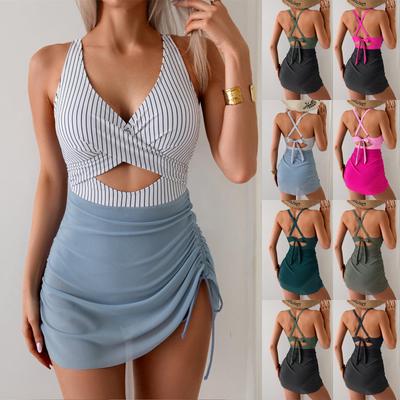 Jednoczęściowy strój kąpielowy damski w jednolitym kolorze z wkładkami push-up bez fiszbinów Seksowny bikini