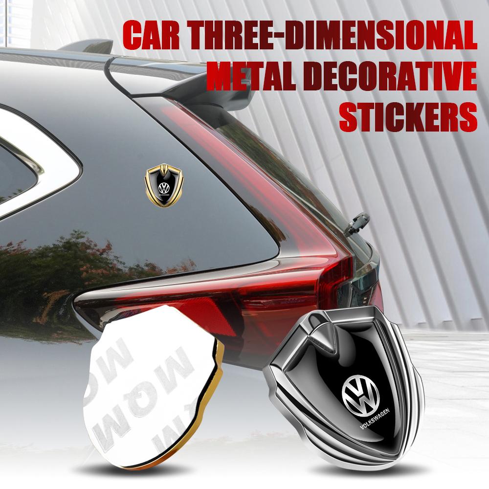 3D Metal Car Fender Body Emblem Shield Sticker Accessories Decor Valve Cap for Volkswagen VW Caddy GTI Bora Passat Touran Beetle