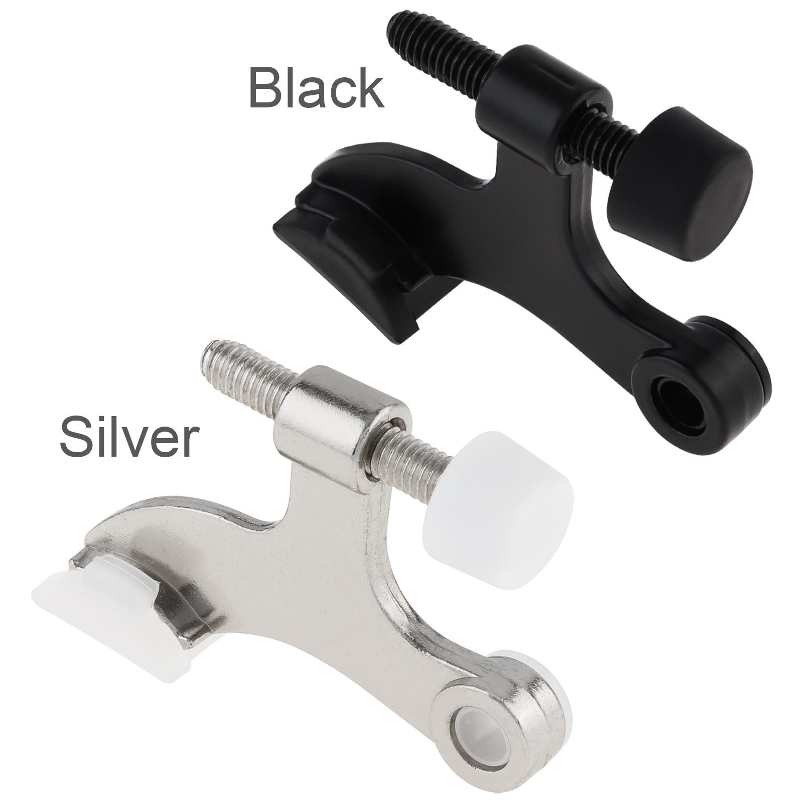 

Black Silver Adjustable Hinge Pin Door Stopper Heavy Duty Rubber Bumper Tip Universal Fit серебряный