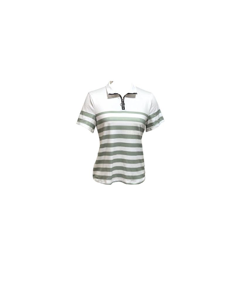 European and American Striped Polo Collar Short Sleeve Women's Autumn T-shirt - Versatile and Fashionable.