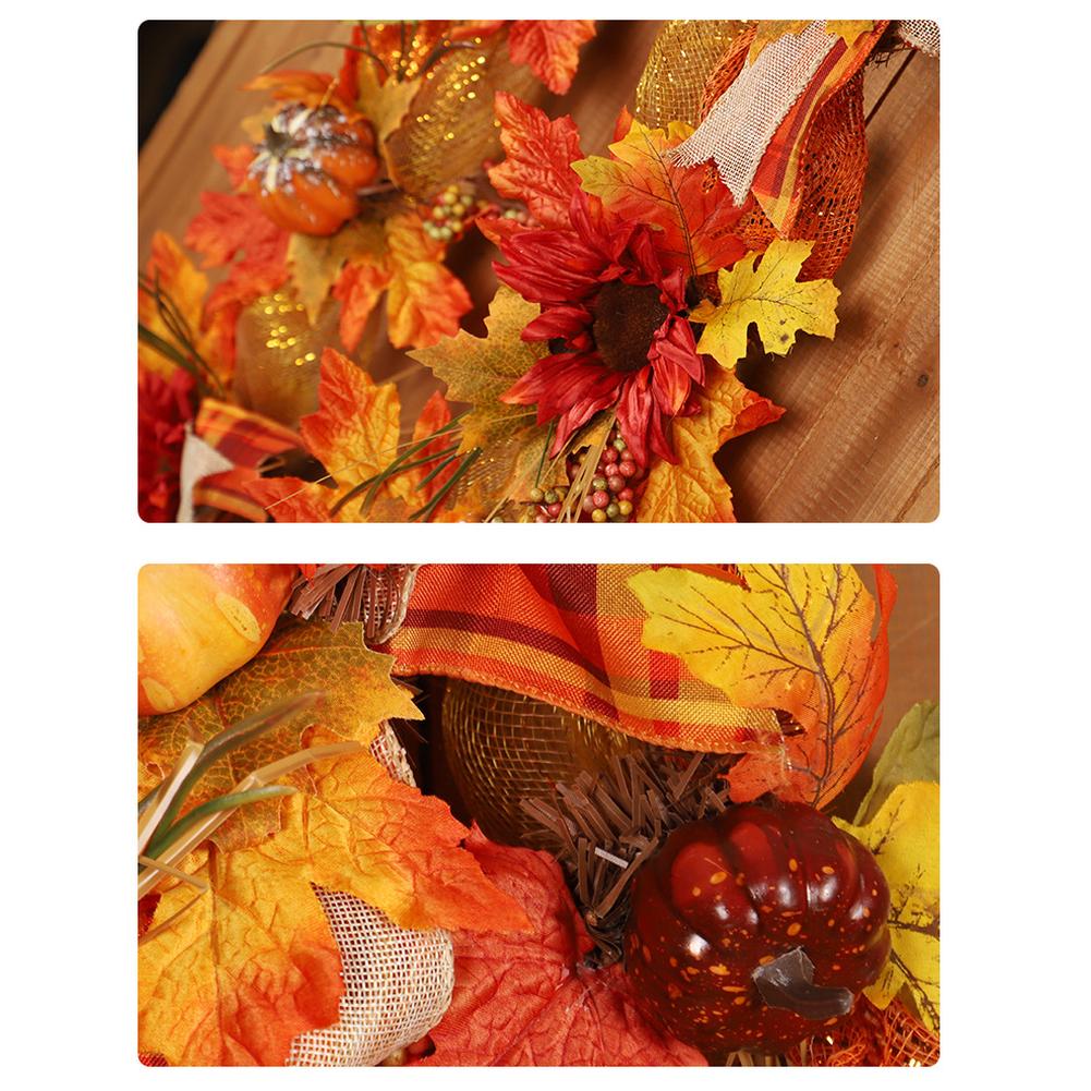 Fall Garland, 6Ft Hanging Fall Decor Maples Leaf Pumpkins Garland, Autumn Garland For Thanksgiving Halloween Harvest Mantle Fireplace Table Decor