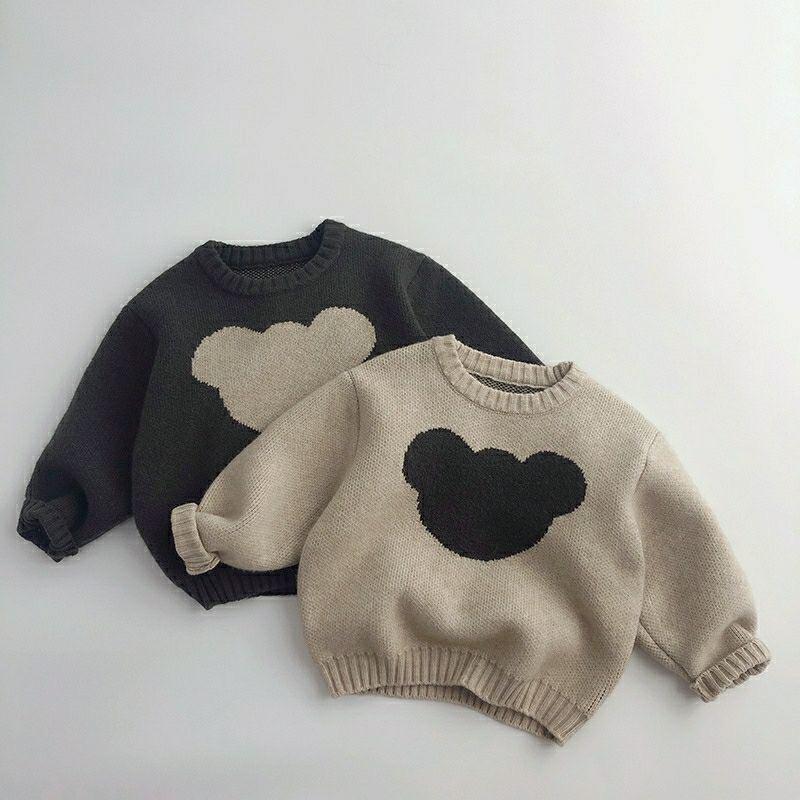 Children's Sweaters Autumn And Winter Korean Version Of The Men's And Women's Baosen Personality Stitching Round Neck Knitted Pullover Loose