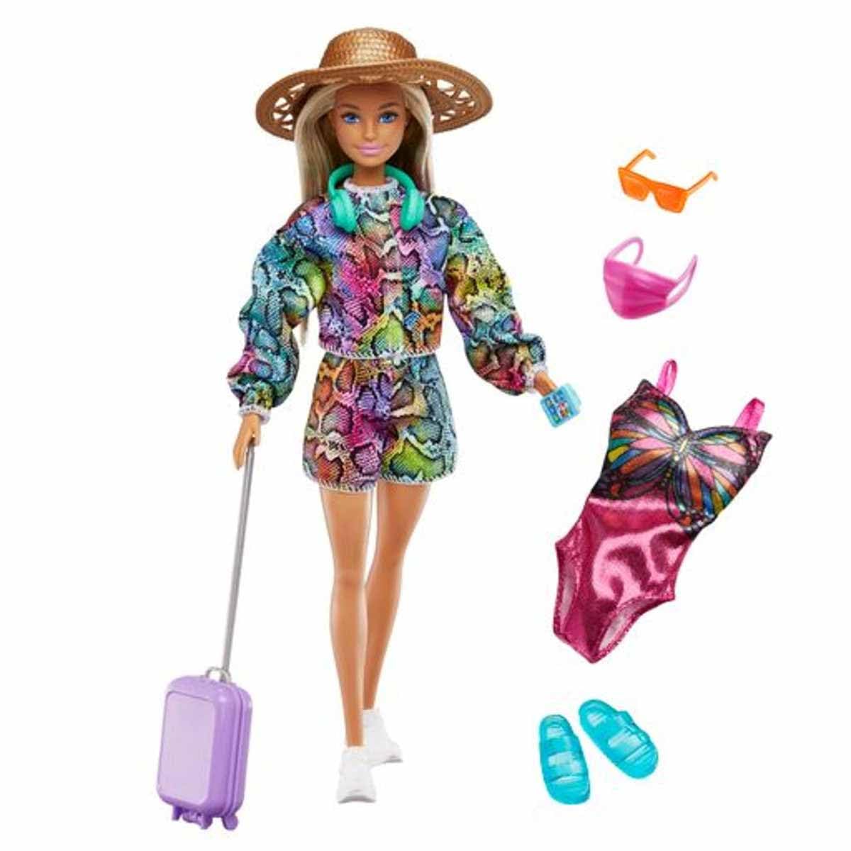 

Barbie Holiday Fun Doll (12 inches), Blonde Highlighted Hair, Travel Tote & Hat, Swimsuit & Summer Accessories, Great Gift for Kids 3 to 7 Years Old