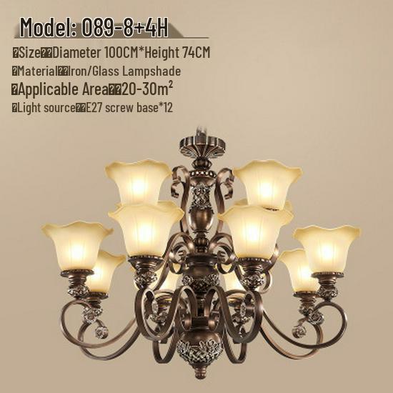 Retro Wrought Iron Pendant Light for Living Room, Villa, or Staircase