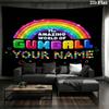 Cartoon Characters Collage Custom Name Wall Tapestry Aesthetic Wall Hanging Printed Fabric Blanket Decorative Tapestries for Bedroom Living Room Home 