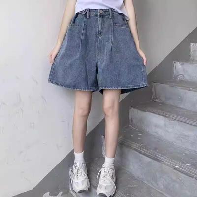 Plus Size Women's High Waist Wide Leg Denim Shorts - Loose A-Line, Mid-Length, Autumn Style