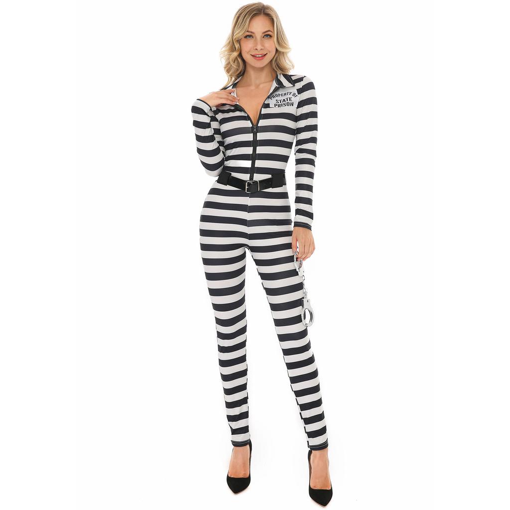 Striped Female Captain Flight Stage Suit Halloween American Female Pilot Costume Party Performance Uniform