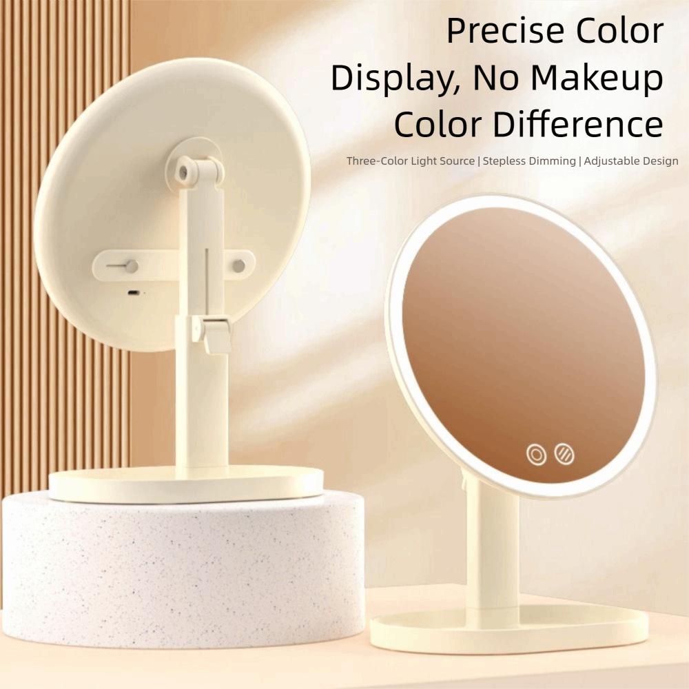 Tricolor Light Daylight Vanity Mirror Rotatable Portable Cosmetic Mirror  Travel