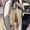 Petite Women's Black Trench Coat - 2023 Autumn/Winter Korean High Street, British Mid-Length Style