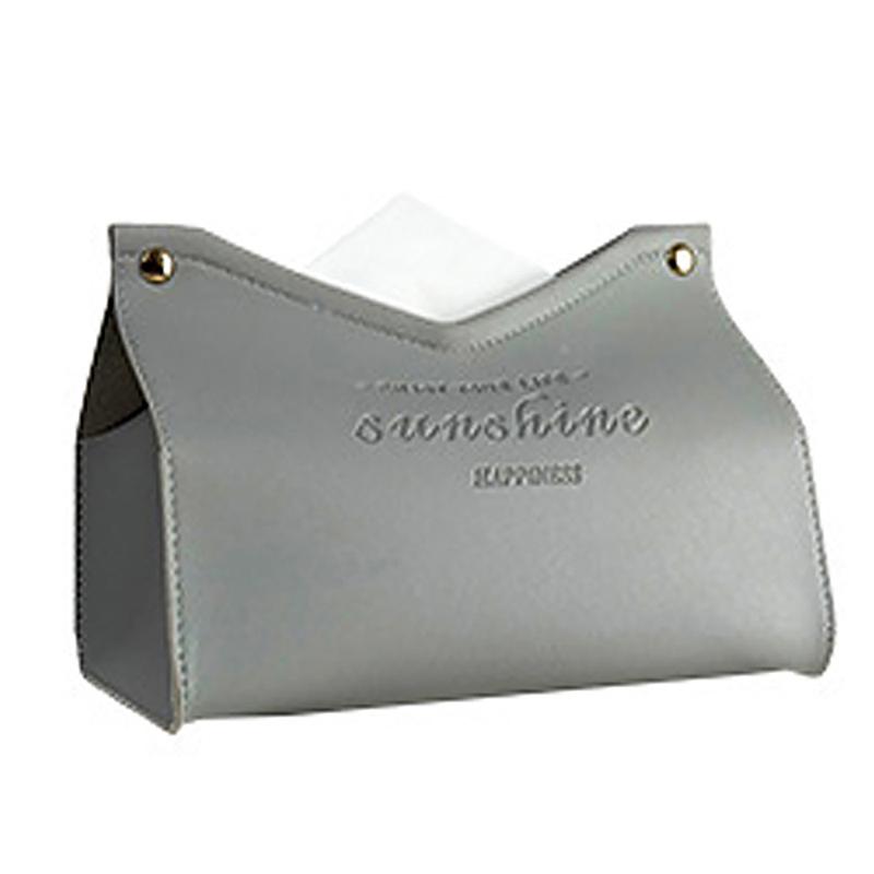 Solid Color Minimalist Leather Tissue Case Napkin Holder Storage Container Car Tissue Box Home Living Room Decoration