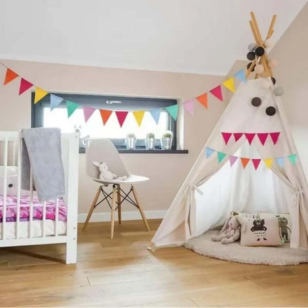 1Pcs 12 Flags Multicolor Triangles Flags Hanging Flags for Happy Birthday Party Wedding Decoration