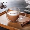 Double Wall Glass Coffee Mugs with Handle, 4.5oz Clear Insulated Glass Espresso Cups for Hot and Cold