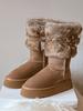 Cowhide version~ Northeast snow boots women's winter velvet thickened new thick-soled mid-tube cotton shoes fashionable versatile fluffy boots