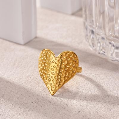 Vintage Luxury Punk Heart Rings For Women Stainless Steel Gold Color Open Finger Ring New Fashion Wedding Couple Jewelry