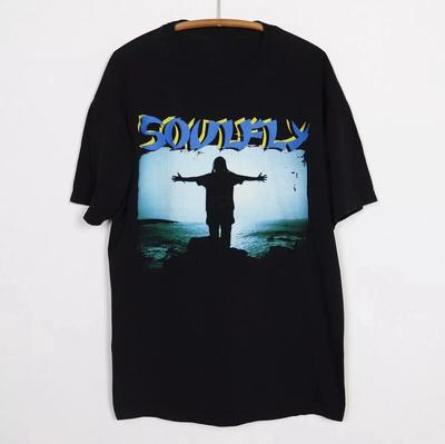 Men's Tee Vintage 1998 Soulfly Cotton Black Unisex T-shirt  Reprint Short Sleeve Men Women Crew Neck Cotton Streetwear