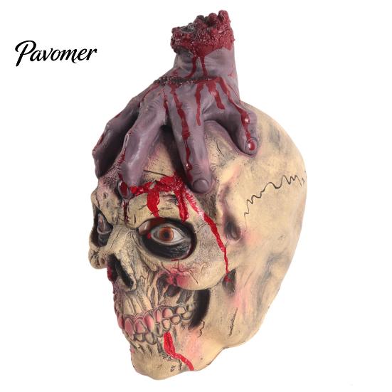 Blood Special Effects Headwear Scary Halloween Zombie Head Masque, Creepy Horror Latex Hood Masque Gothic Theme Photography Props with Severed