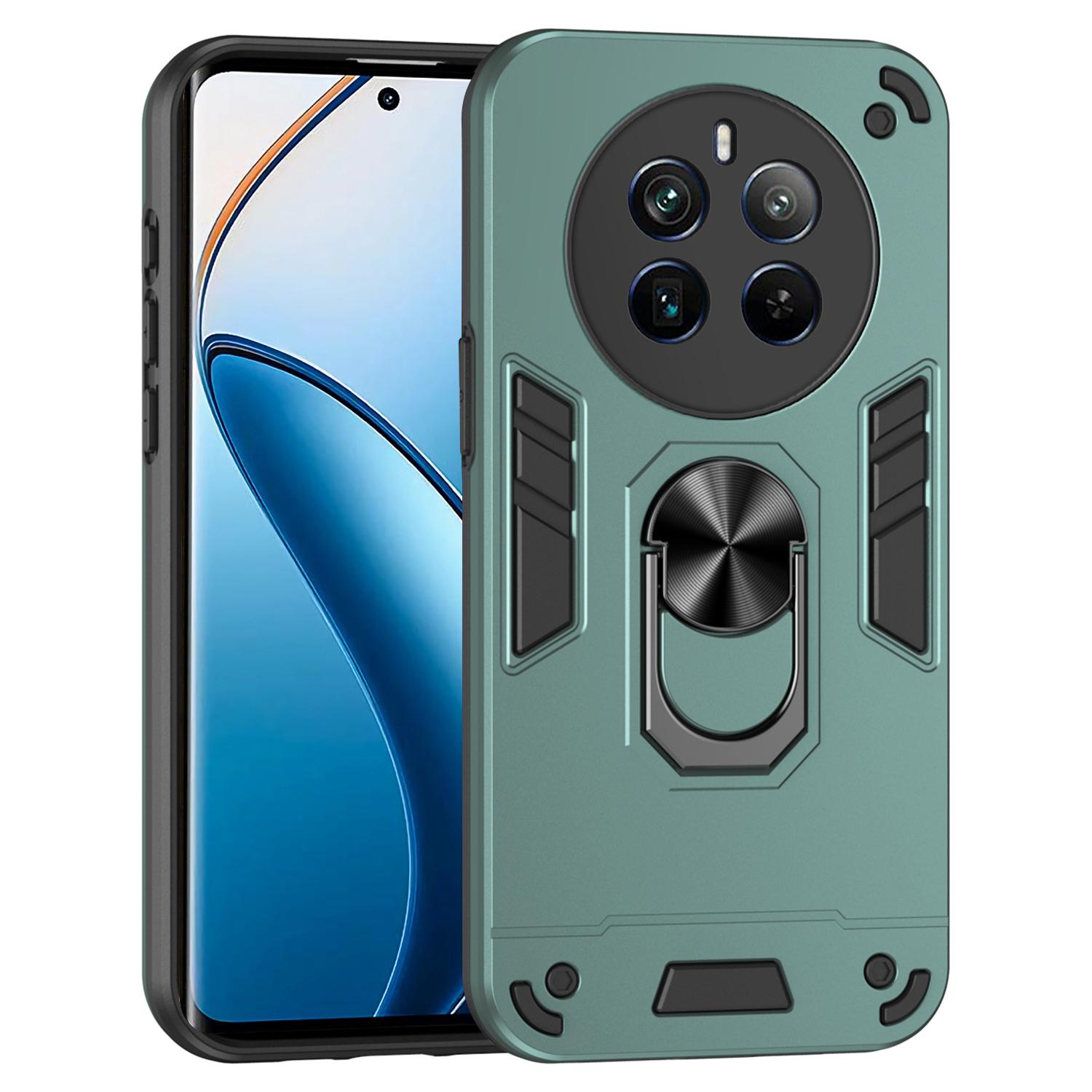 

For Realme 12 Pro 5G/12 Pro+ 5G Case Kickstand PC+TPU Anti-Fall Protection Phone Cover Green