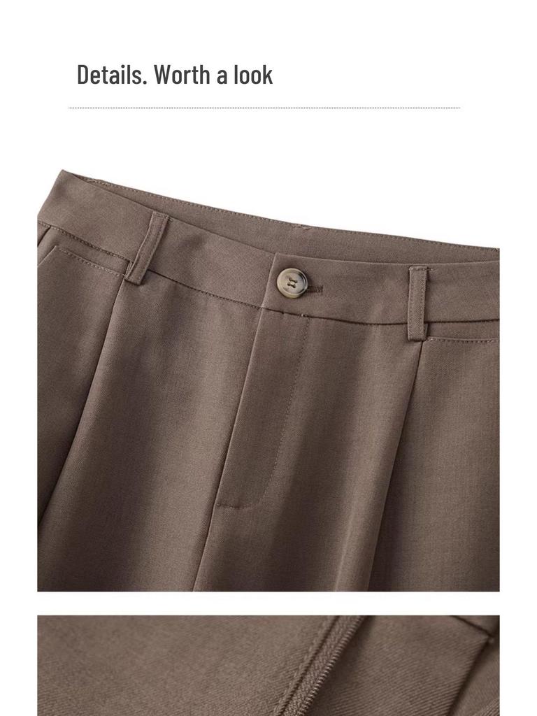 Women's Grey Wide-Leg High-Waisted Slimming Suit Pants for Spring/Autumn 2025