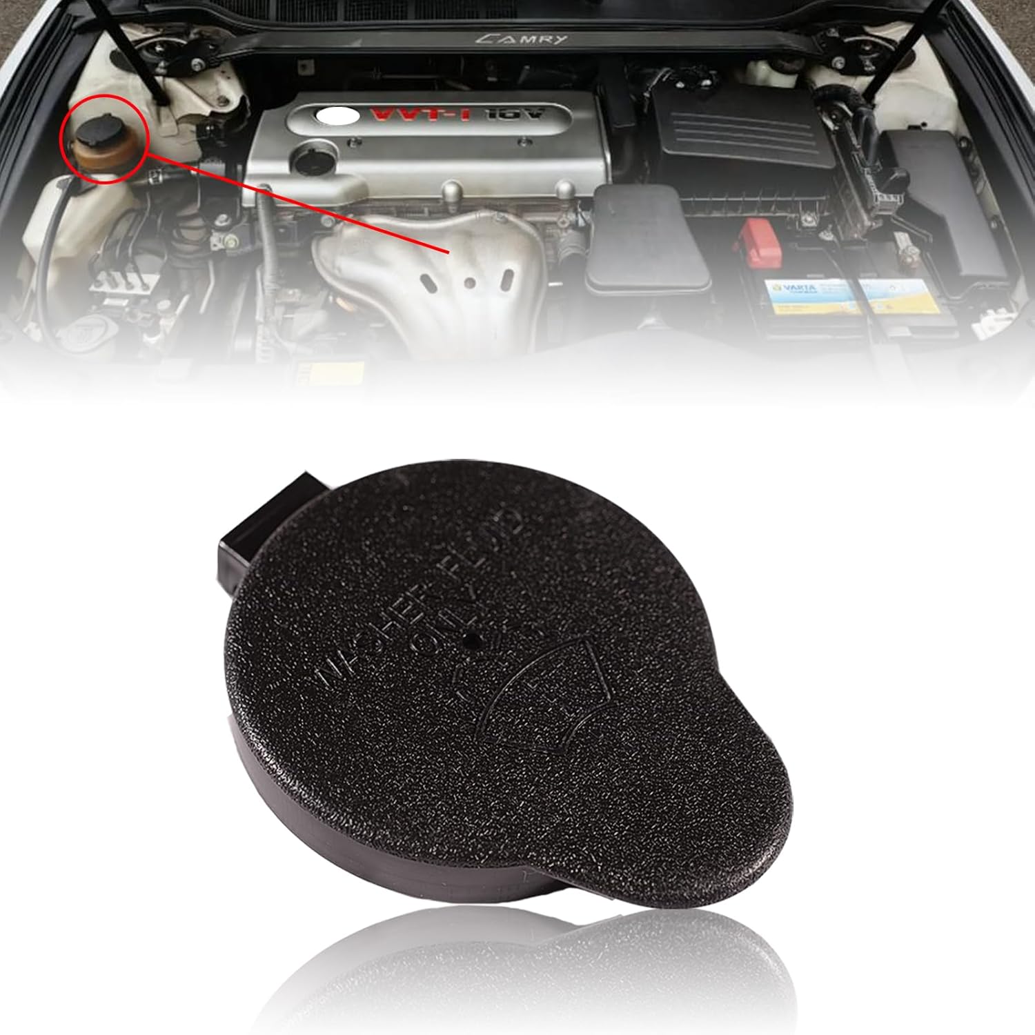 

runmade Windshield Washer Fluid Reservoir Cap for Toyota Camry 1994-2006,Tacoma 1995-2004,Avalon 1995-2012,85316-06021