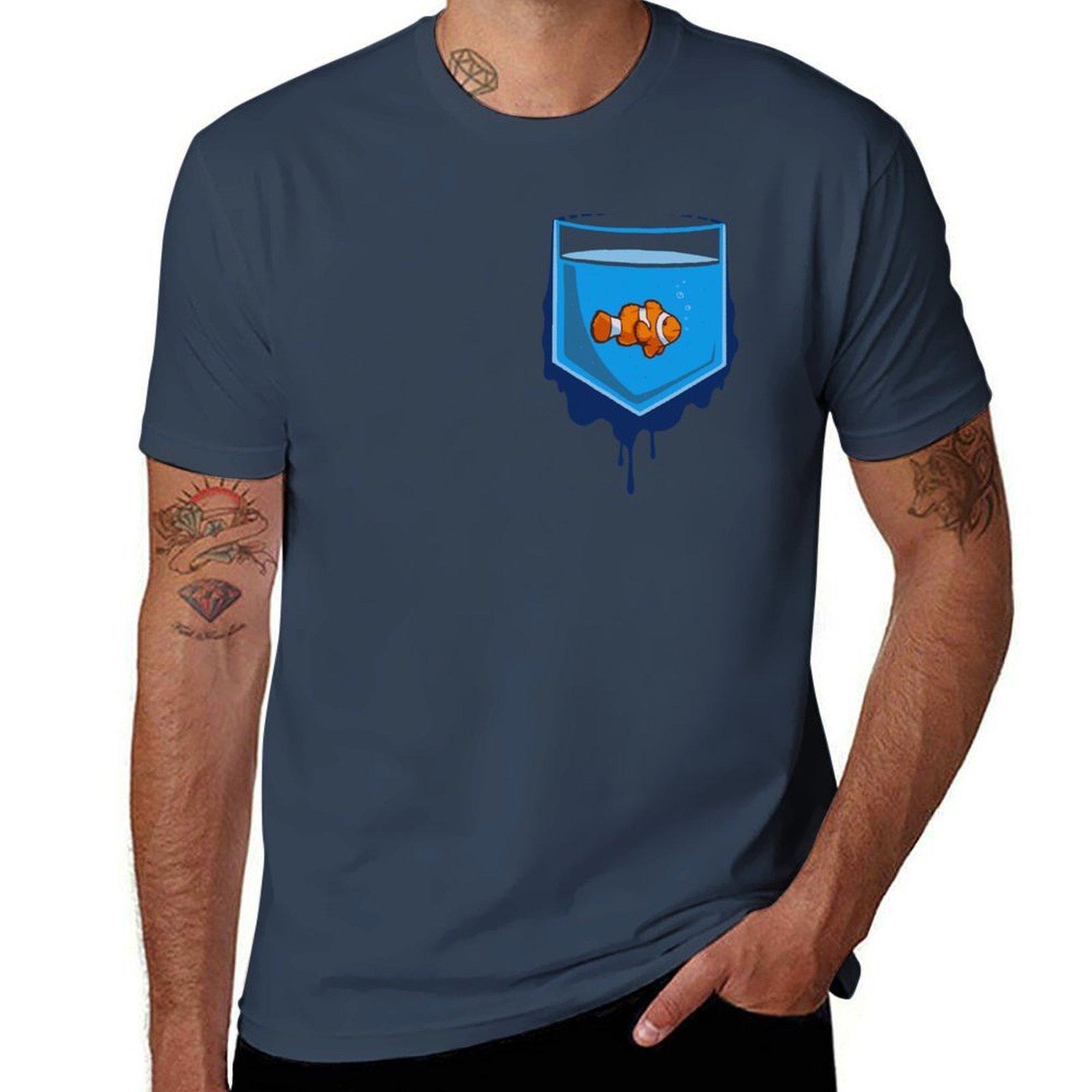 

Pocket fish TShirt Summer Print Short Sleeve Tee S
