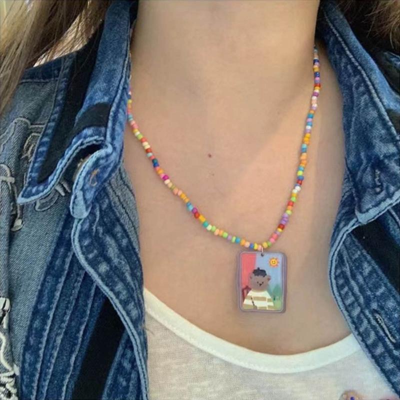 Bohemian Beaded Necklace Summer Rice Bead Bear Necklace Hawaii Beach Necklace Jewelry Suitable for Ladies and Girls