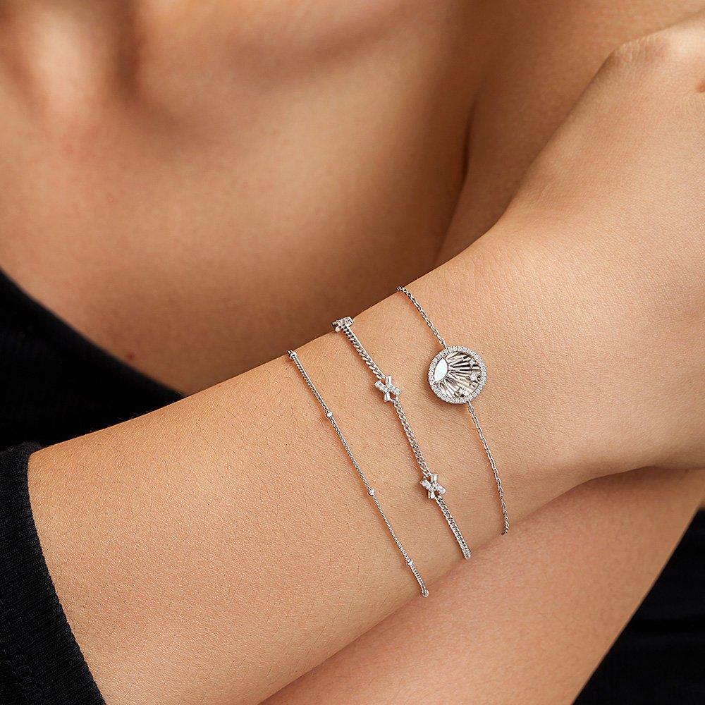 [Worn by Hatuha Stella] Silver Cross Station 925 Silver Bracelet B061-03H