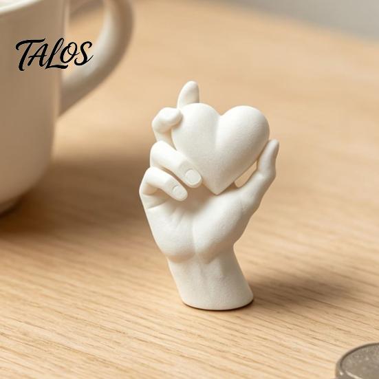Decorazione Casa Bianco Nero Mano che Tiene Cuore Statuetta Stampata 3D, Scultura Minimalista Moderna per Scrivania, Centrotavola Romantico per