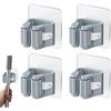 4Pcs Self Adhesive Mop Holder Broom Holder Wall Mounted White Mop and Broom Holder No Drill Wall Mounted Organizer Clip Wall Mou