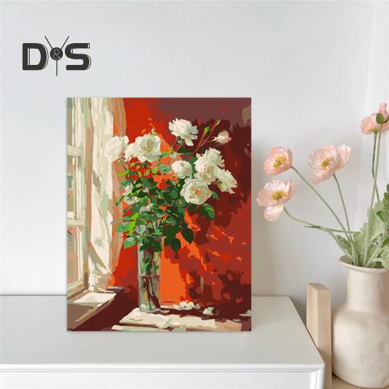 1 Set Kit Pittura a Olio Fai da Te per Adulti con Cavalletto in Legno Kit Dipingi con i Numeri Fai da Te Kit Sviluppo Abilità Pratiche