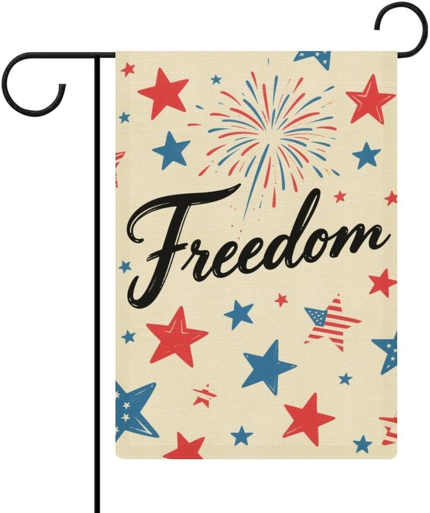 4th of July Freedom Garden Ag Double Sided Small Ag for Outdoor 12x18 Inch Welcome Holiday Decorations F IIC