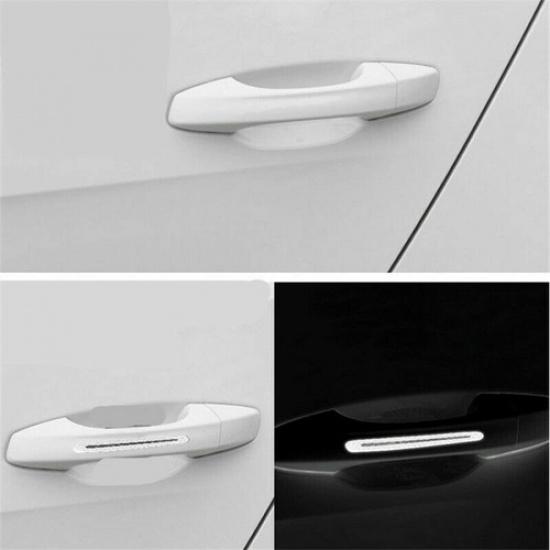 4x 5D Car Door Handle Reflect Sticker Reflective Strip Warning Safety Universal белый