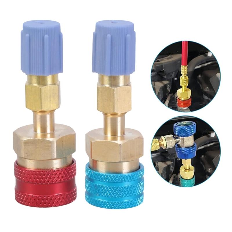 2 Stück Kfz-Schnellkupplungs-Set Messing-Schnellverbinder Auslaufsichere Kupplungen Schnelle Montage Geeignet für R1234YF