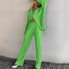 Women's 2 Piece Casual Outfits Long Sleeve Button Down Shirt High Waist Long Pants Loungewear Streetwear