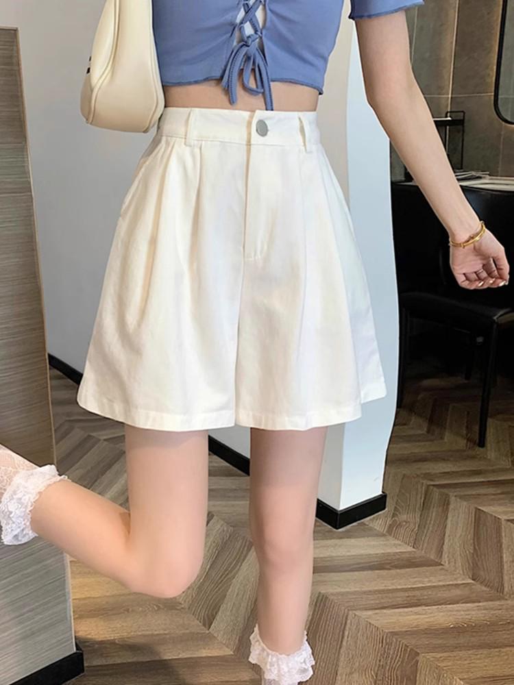 

Женские свободные белые летние шорты с широкими штанинами - средней длины и легкие Large белый