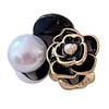 Camellia Flower Hair Claw Clip Simple Multifunctional Flower Artificial Pearl Hair Clip for Party Black