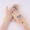 Fingerless Cat Paw Gloves Warm Fleece Touch Screen Gloves New Flip Knit Mittens  Women Girls