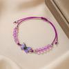 Butterfly braided bracelet, couple girlfriend beaded hand rope, alloy butterfly adjustable wax wire bracelet
