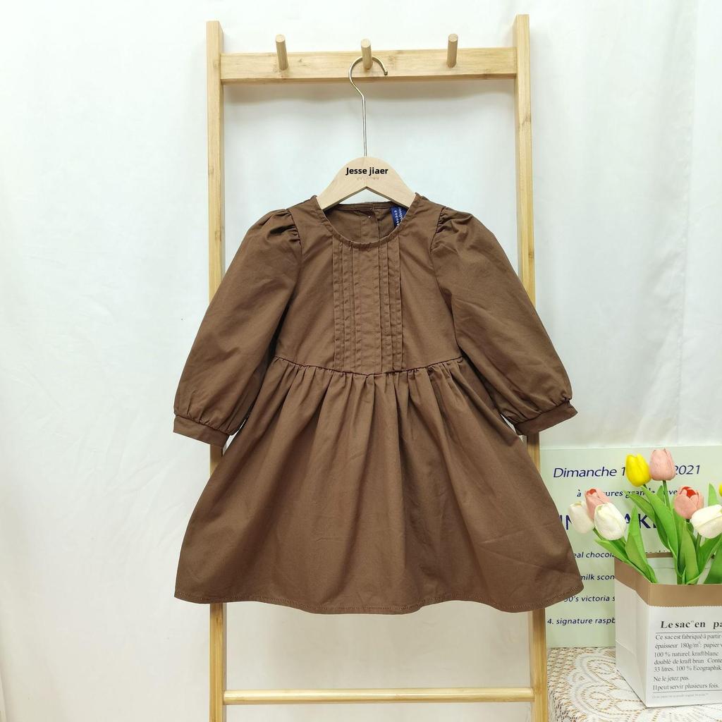 Korean Autumn Lace Embroidered Mother-Daughter Princess Dress with Lotus Leaf Design