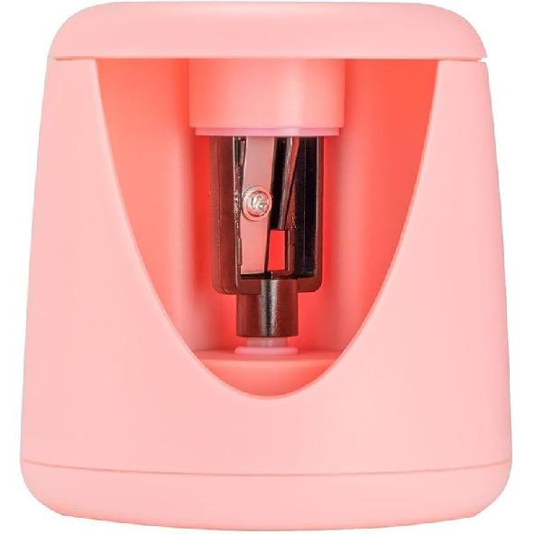 STOBOK Electric Pencil Sharpener - Pink, Battery Operated, ABS Material, Kids Stationery, Mini, Portable 8X7CM