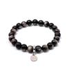 ARUAURA Lucky Silver Obsidian and Natural Stone Power Stone Prayer Good AURA0005 Bracelet, 8mm, Beads, Amulet, Fortune, Success, Healing,