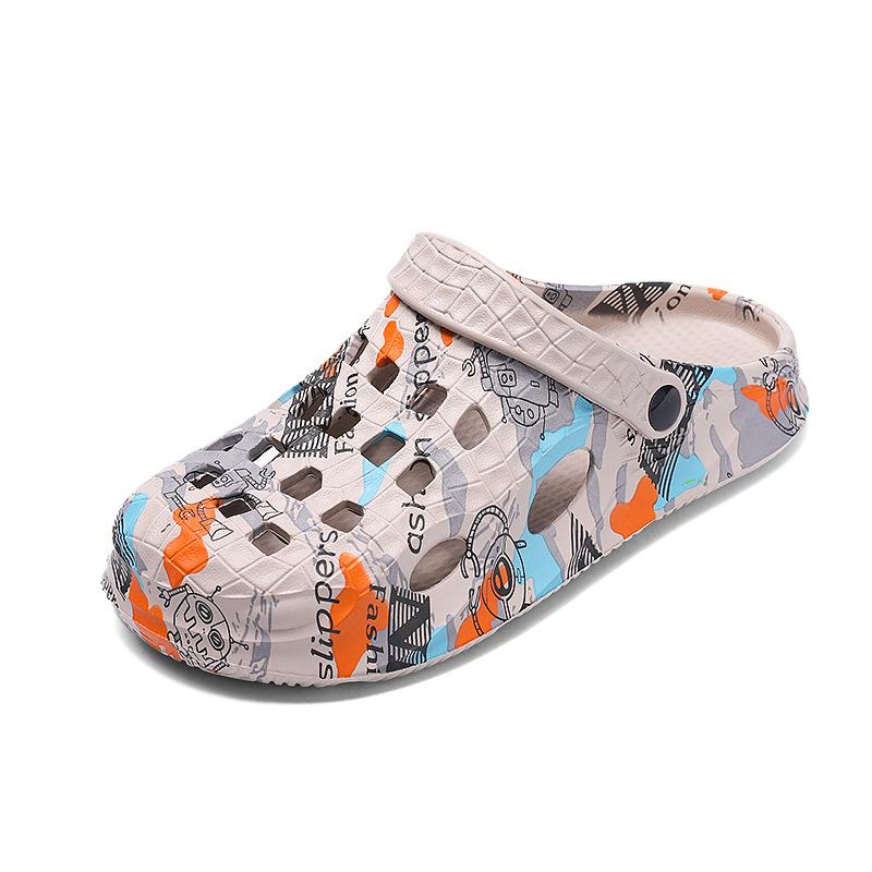Internet Celebrity Hole Shoes Men'S Wear Thick-Soled Non-Slip Slippers Bag Head Hollow Dual-Purpose Beach Sandals Men