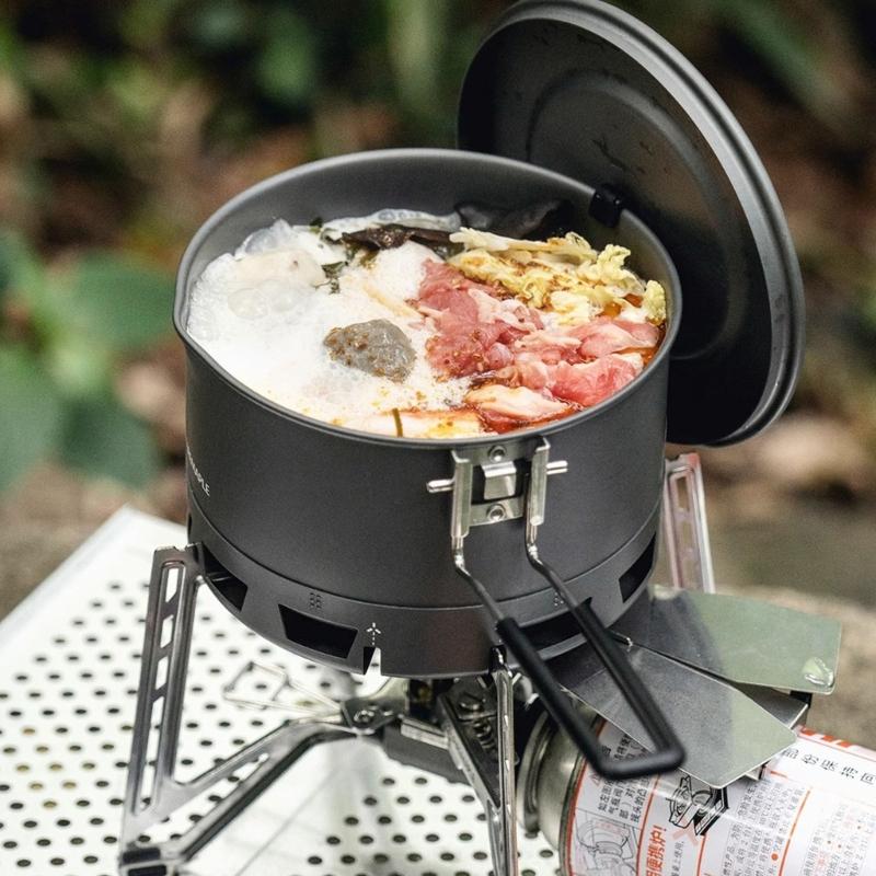 Windproof Outdoor Cooking Pot Heat Exchange Camping Cooking Pot Replacement Light Weight Camping Cookware Easy to Use